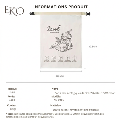 FreshBread™ — Sac à Pain Naturel 100 % Coton & Cire d’Abeille