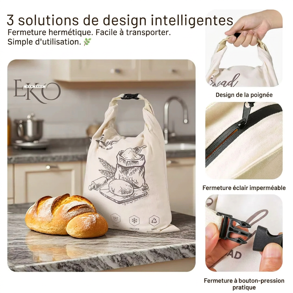 FreshBread™ — Sac à Pain Naturel 100 % Coton & Cire d’Abeille