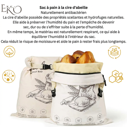 FreshBread™ — Sac à Pain Naturel 100 % Coton & Cire d’Abeille