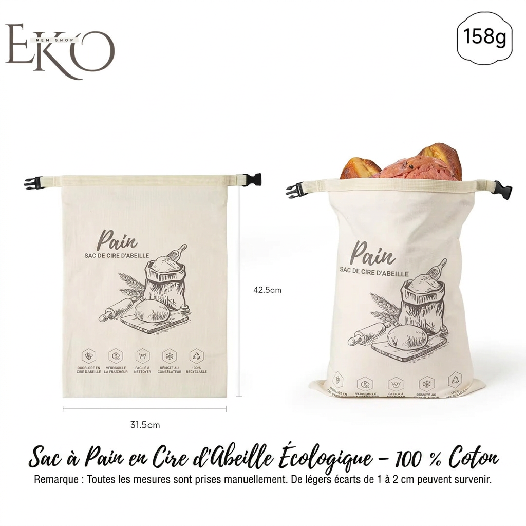 FreshBread™ — Sac à Pain Naturel 100 % Coton & Cire d’Abeille