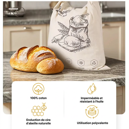 FreshBread™ — Sac à Pain Naturel 100 % Coton & Cire d’Abeille