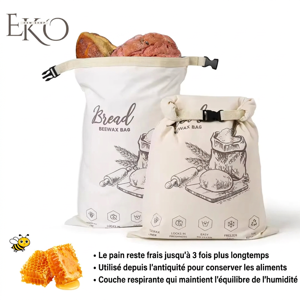 FreshBread™ — Sac à Pain Naturel 100 % Coton & Cire d’Abeille